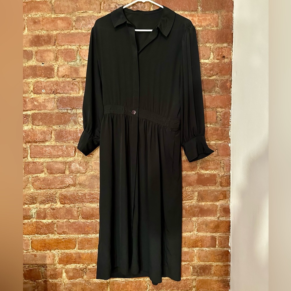 Light and Flowy Full Length Button-Up Black Dress